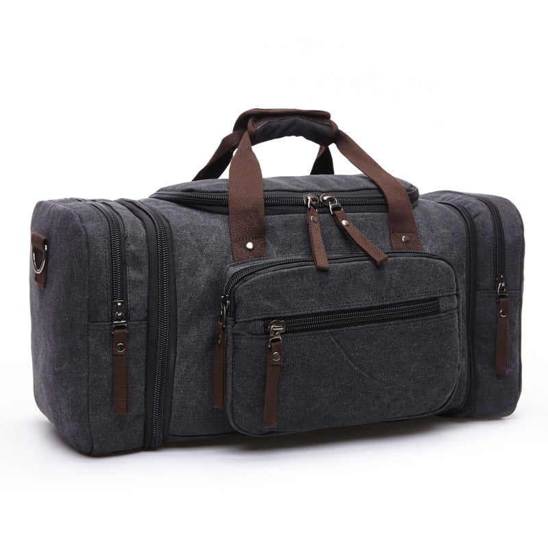 Men’s Canvas Duffel Bag | Large Travel Holdall | Weekend Carryall with Leather Straps