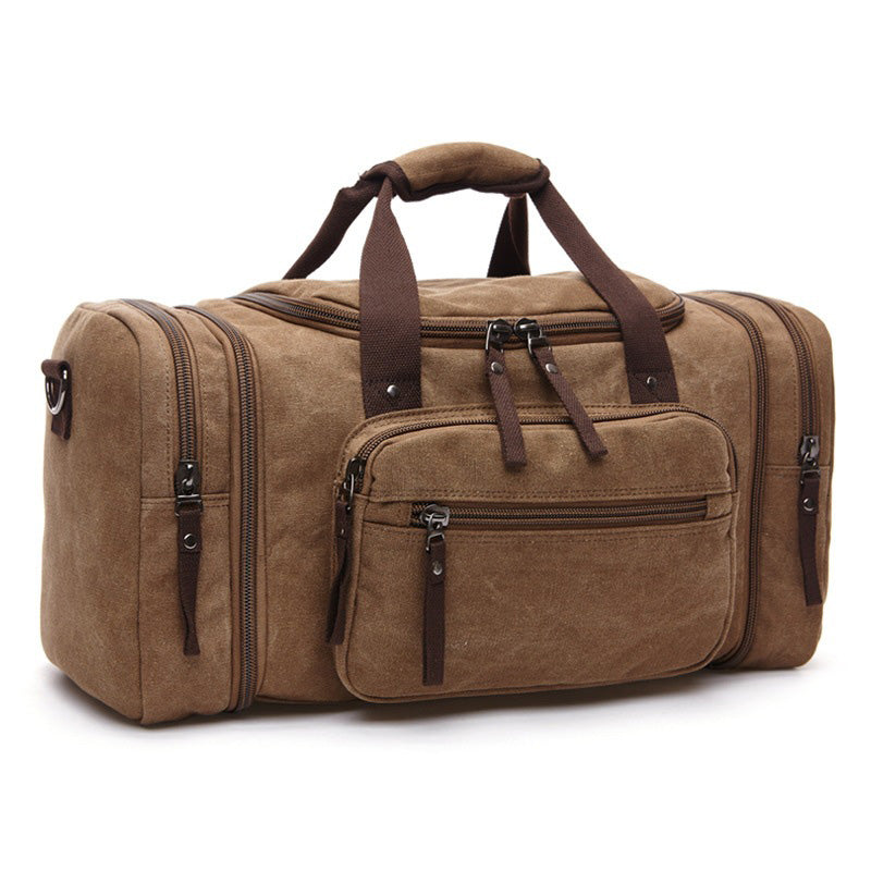 Men’s Canvas Duffel Bag | Large Travel Holdall | Weekend Carryall with Leather Straps