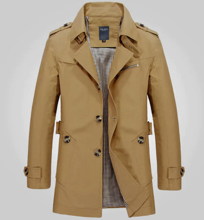 Men’s Classic Trench Coat | Mid-Length | Water-Resistant Spring/Fall Jacket