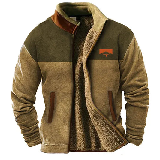 Sherpa Fleece Jacket | Two-Tone Design | Full-Zip Outdoor Layer