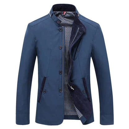 Men’s Lightweight Stand Collar Jacket | Button-Up Midlayer | Spring-Fall Casual Outerwear