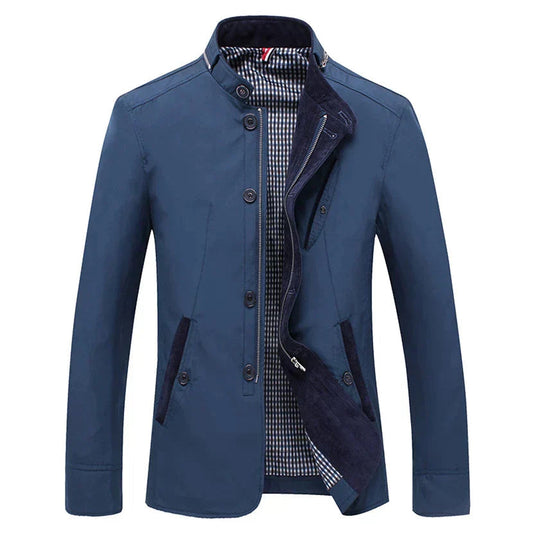Men’s Lightweight Stand Collar Jacket | Button-Up Midlayer | Spring-Fall Casual Outerwear
