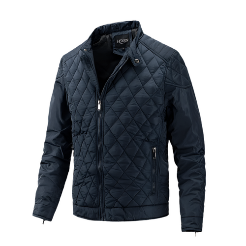 Men’s Quilted Lightweight Jacket | Diamond Stitch | Transitional Zip-Up Layer