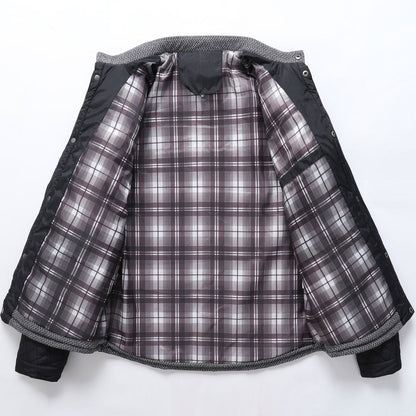 Men’s Diamond Quilted Jacket | Knit Collar & Contrast Trim | Fall Layer