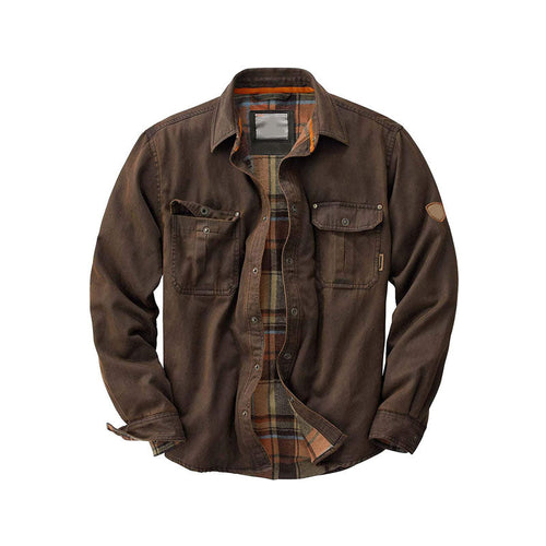 Men’s Suede-Lined Flannel Work Jacket | Button-Up Utility Shirt | Warm Fall Layer