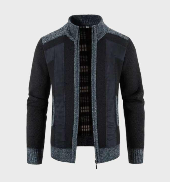 Men’s Mixed Knit Bomber Jacket | Quilted Front Panels | Lightweight Fall Layer