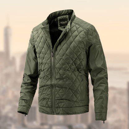 Men’s Quilted Lightweight Jacket | Diamond Stitch | Transitional Zip-Up Layer