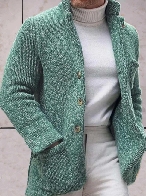 Chunky Knit Shawl Cardigan | Button-Up Jacket | Soft Ribbed Texture