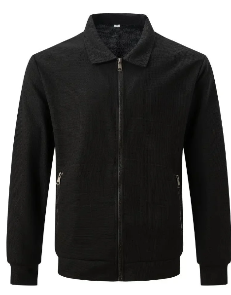Men's Lightweight Zip Jacket | Textured Cotton Blend | Casual Spring Outerwear