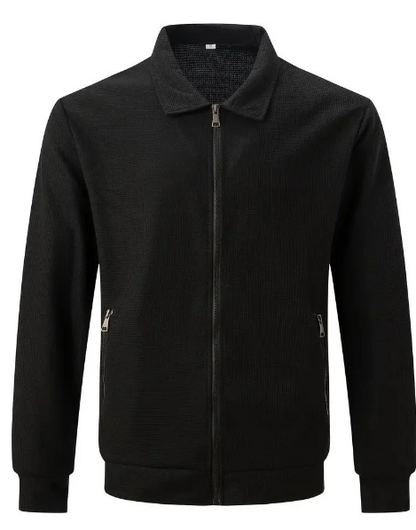 Men's Lightweight Zip Jacket | Textured Cotton Blend | Casual Spring Outerwear