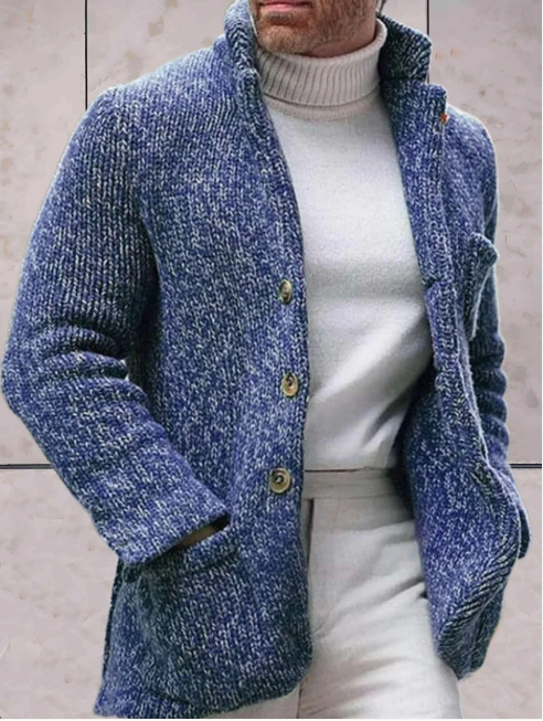 Chunky Knit Shawl Cardigan | Button-Up Jacket | Soft Ribbed Texture