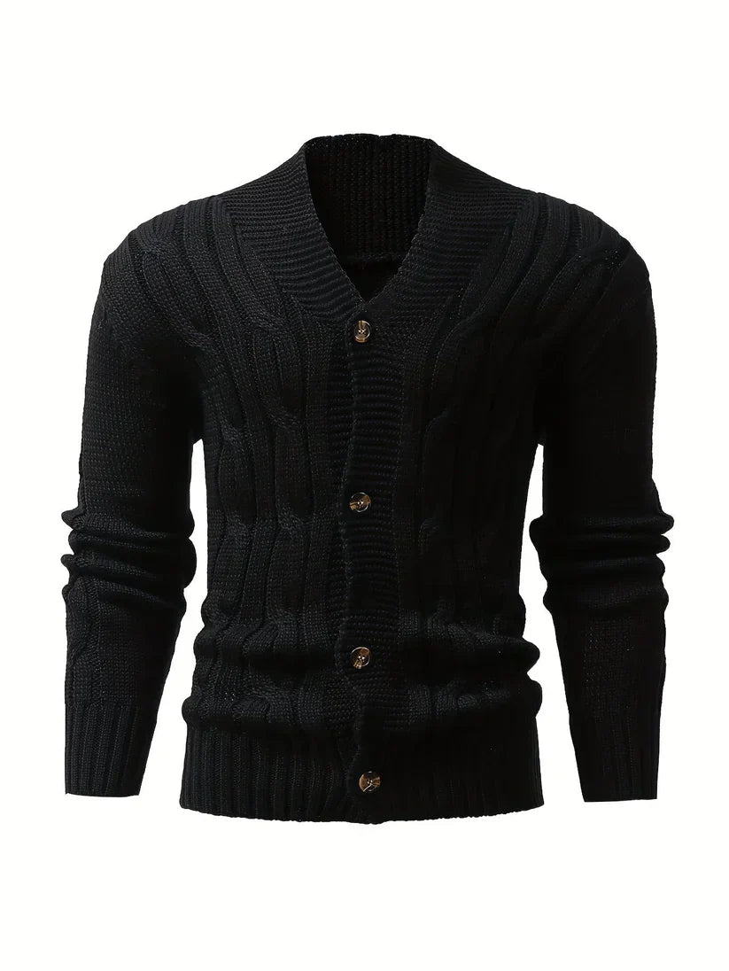 Chunky Cable Knit Cardigan | Button-Up Shawl Collar | Fall Layering Essential
