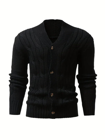 Chunky Cable Knit Cardigan | Button-Up Shawl Collar | Fall Layering Essential