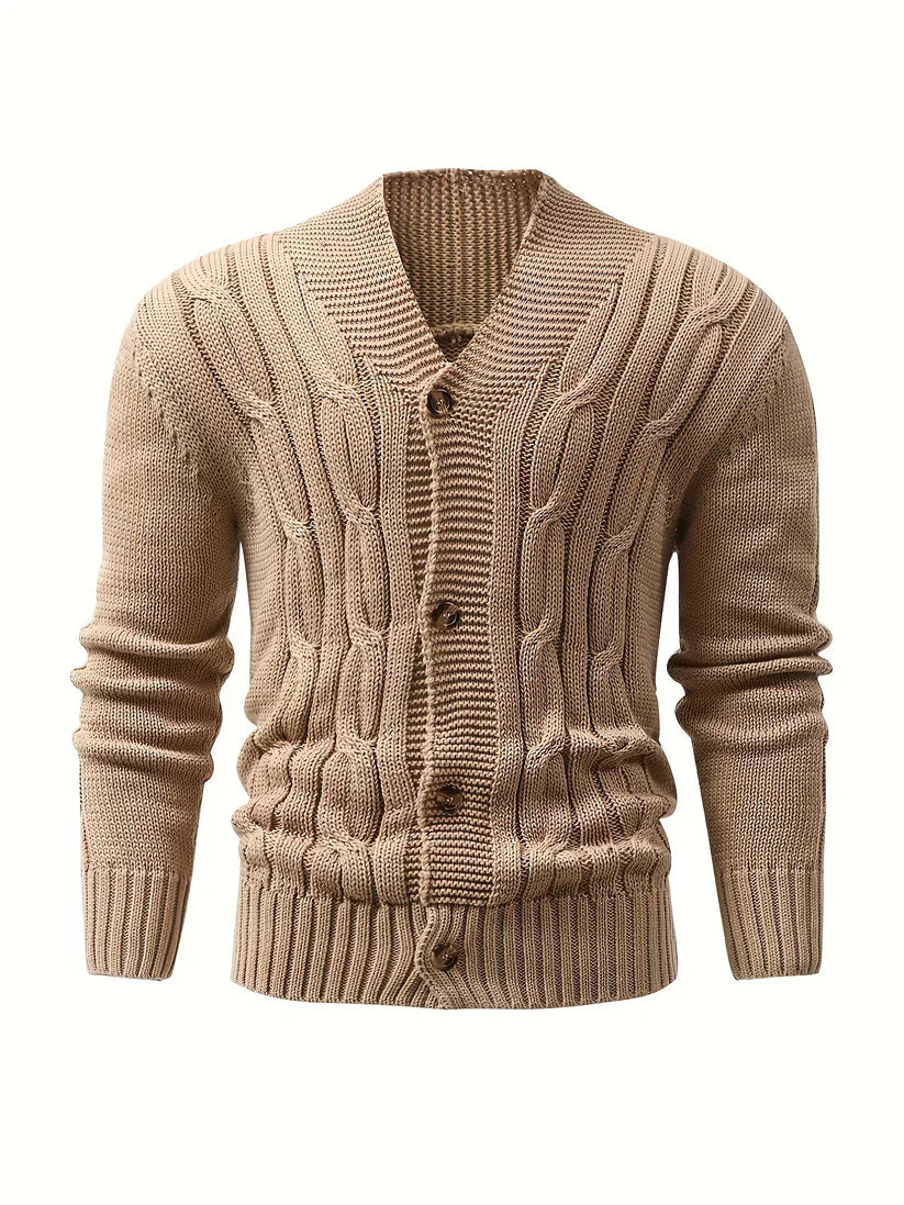 Chunky Cable Knit Cardigan | Button-Up Shawl Collar | Fall Layering Essential