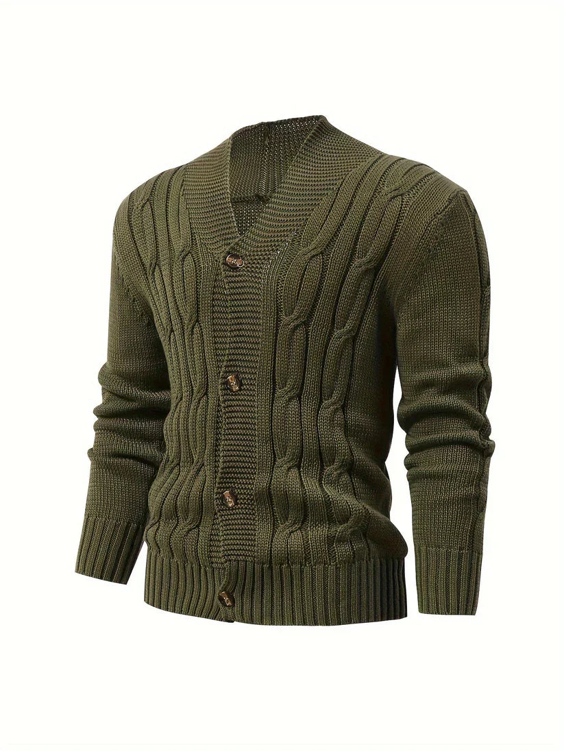 Chunky Cable Knit Cardigan | Button-Up Shawl Collar | Fall Layering Essential
