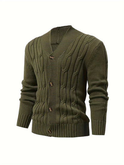 Chunky Cable Knit Cardigan | Button-Up Shawl Collar | Fall Layering Essential