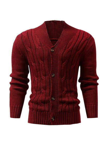 Chunky Cable Knit Cardigan | Button-Up Shawl Collar | Fall Layering Essential
