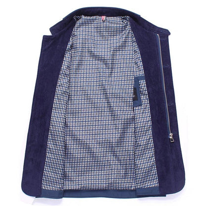 Men’s Lightweight Stand Collar Jacket | Button-Up Midlayer | Spring-Fall Casual Outerwear