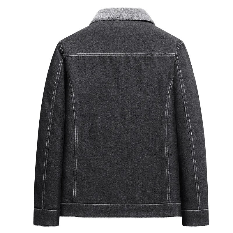 Men’s Sherpa-Lined Jacket | Faux Denim Outer with Warm Fleece Interior | Winter Casual Layer