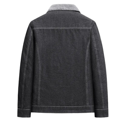 Men’s Sherpa-Lined Jacket | Faux Denim Outer with Warm Fleece Interior | Winter Casual Layer