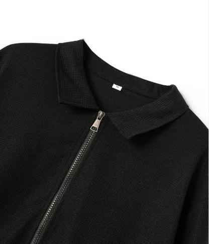 Men's Lightweight Zip Jacket | Textured Cotton Blend | Casual Spring Outerwear