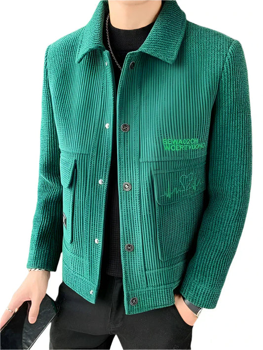 Men's Corduroy Shirt Jacket | Textured Overshirt Style | Button Front