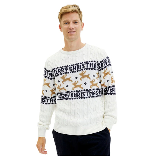 Men’s Christmas Sweater | Reindeer Graphic Knit | Festive Winter Pullover