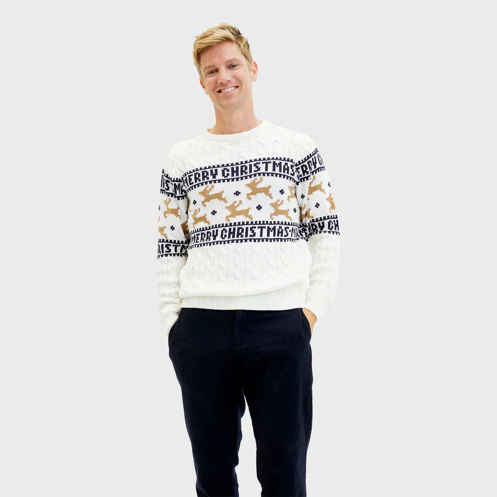 Men’s Christmas Sweater | Reindeer Graphic Knit | Festive Winter Pullover