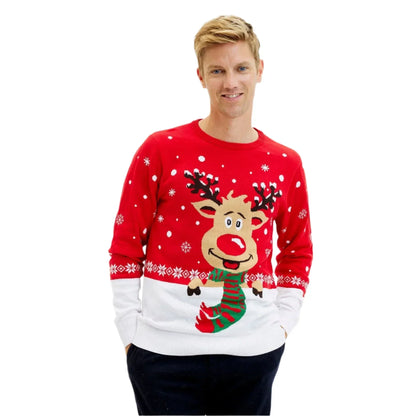 Men’s Reindeer Christmas Sweater | Festive Knit Pullover for Holiday Events