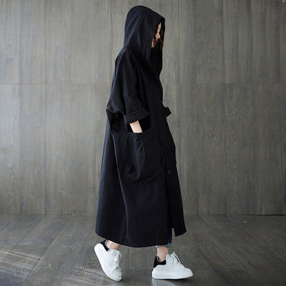 Oversized Hooded Coat | Relaxed Fit | Lightweight Cotton Blend | Casual Layer