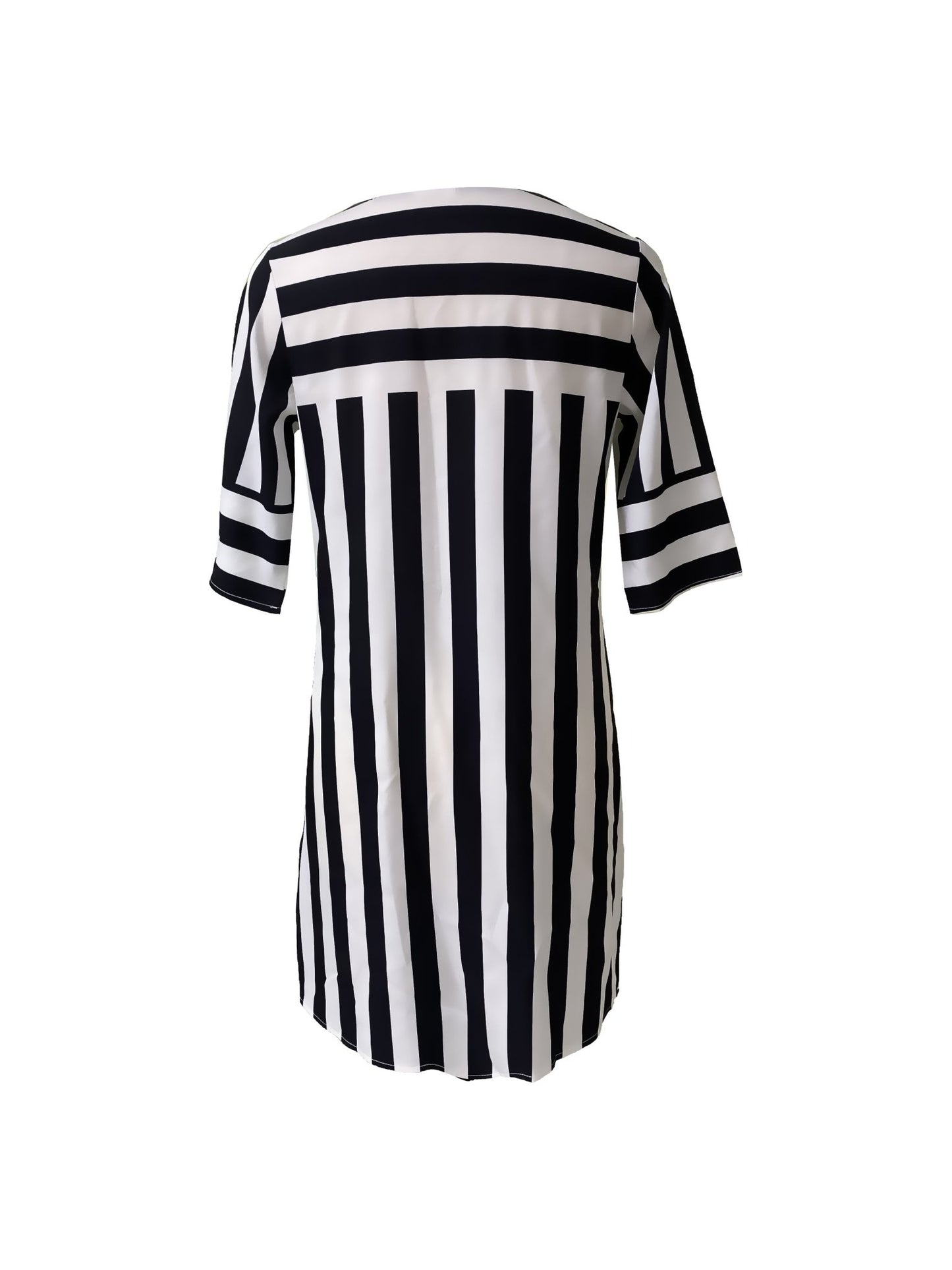 Striped Shift Dress | V-Neck Detail | Relaxed Knee-Length Cut
