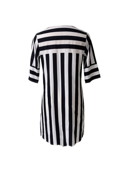 Striped Shift Dress | V-Neck Detail | Relaxed Knee-Length Cut