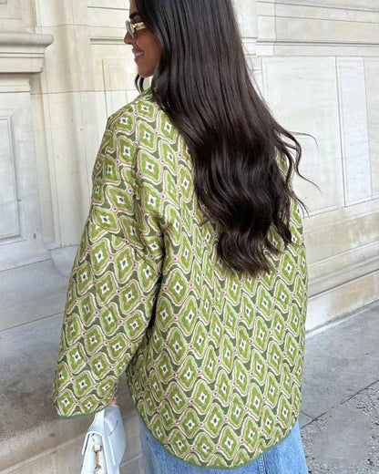 Printed Quilted Jacket | Lightweight Boho Style | Relaxed Fit | Versatile Layer