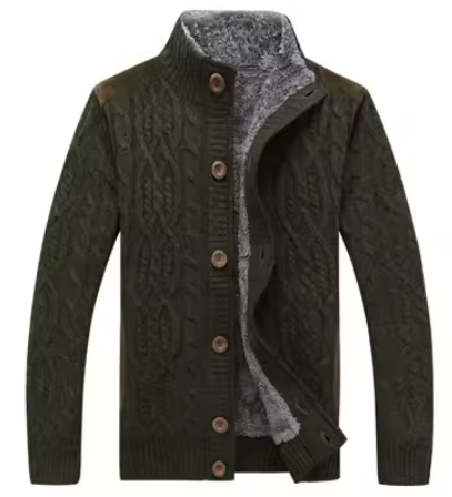 Men’s Cable Knit Cardigan | Button-Up Wool Blend | Warm Winter Layer
