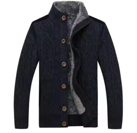 Men’s Cable Knit Cardigan | Button-Up Wool Blend | Warm Winter Layer