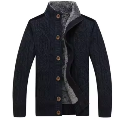 Men’s Cable Knit Cardigan | Button-Up Wool Blend | Warm Winter Layer