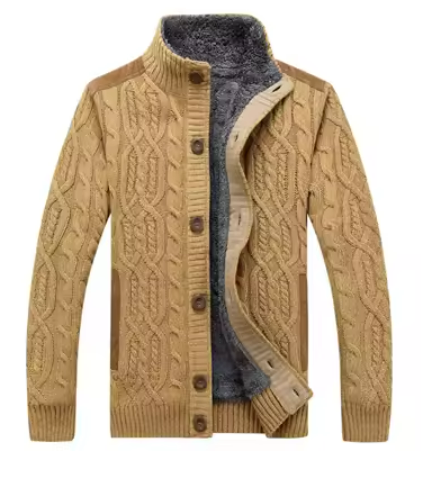 Men’s Cable Knit Cardigan | Button-Up Wool Blend | Warm Winter Layer