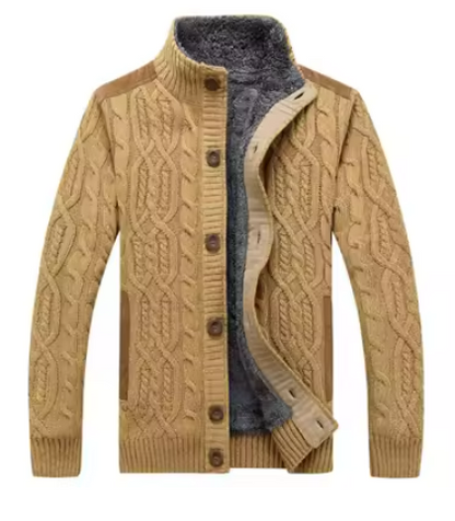 Men’s Cable Knit Cardigan | Button-Up Wool Blend | Warm Winter Layer