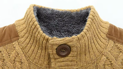 Men’s Cable Knit Cardigan | Button-Up Wool Blend | Warm Winter Layer