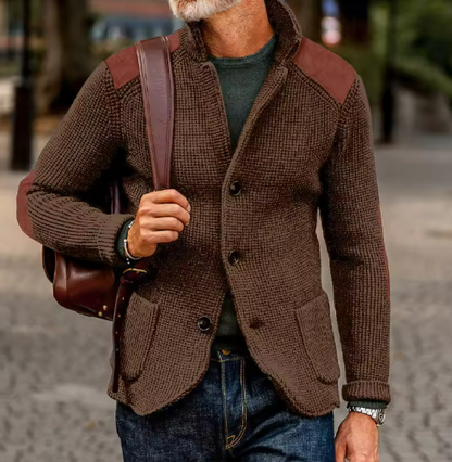 Contrast-Shoulder Knit Blazer | Textured Button Jacket | Smart Casual Layer