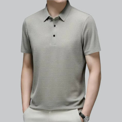 Men’s Textured Knit Polo Shirt | Breathable Stretch Fabric | Smart-Casual Essential