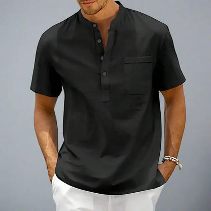 Men’s Short Sleeve Henley Shirt | Lightweight Cotton Blend | Casual Summer Top Canada