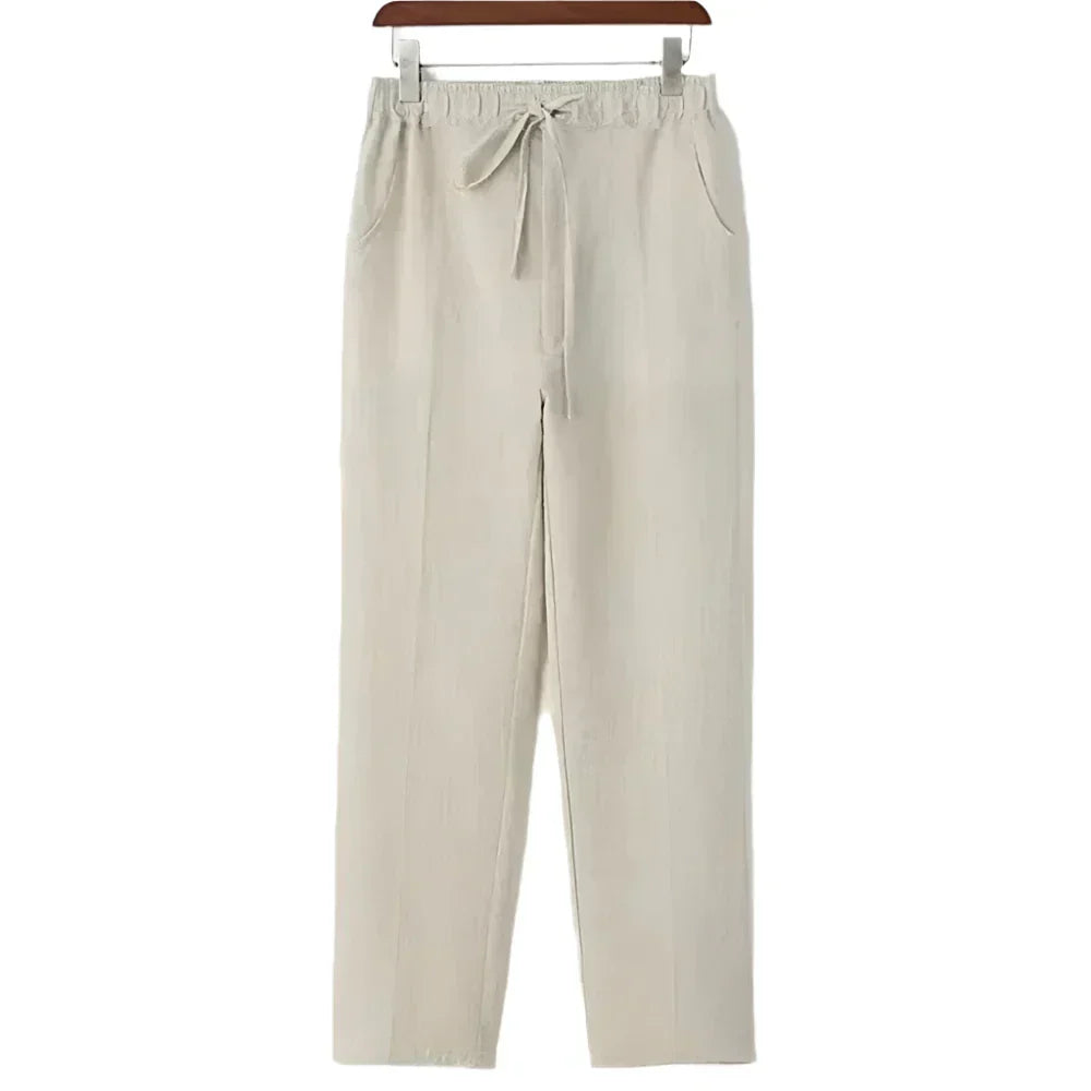 Men’s Linen-Blend Drawstring Pants | Relaxed Fit | Lightweight Summer Trousers