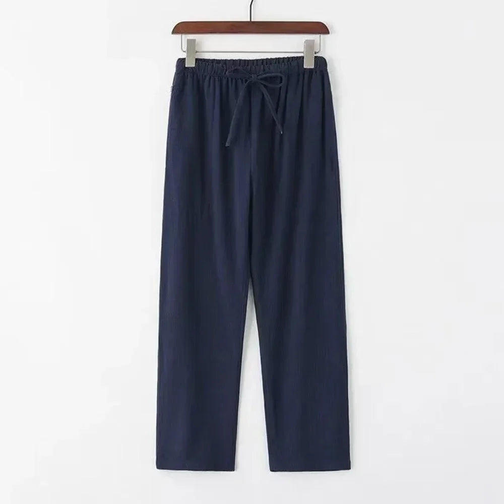 Men’s Linen-Blend Drawstring Pants | Relaxed Fit | Lightweight Summer Trousers