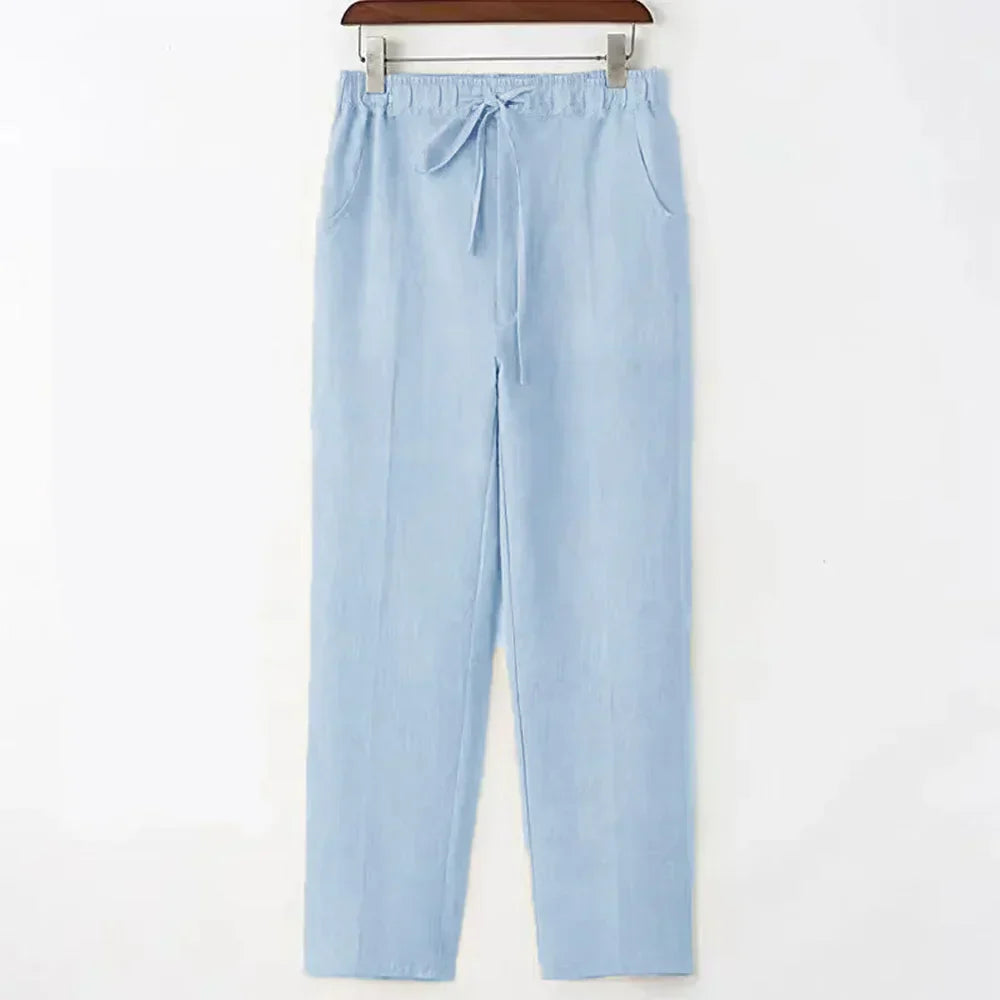 Men’s Linen-Blend Drawstring Pants | Relaxed Fit | Lightweight Summer Trousers