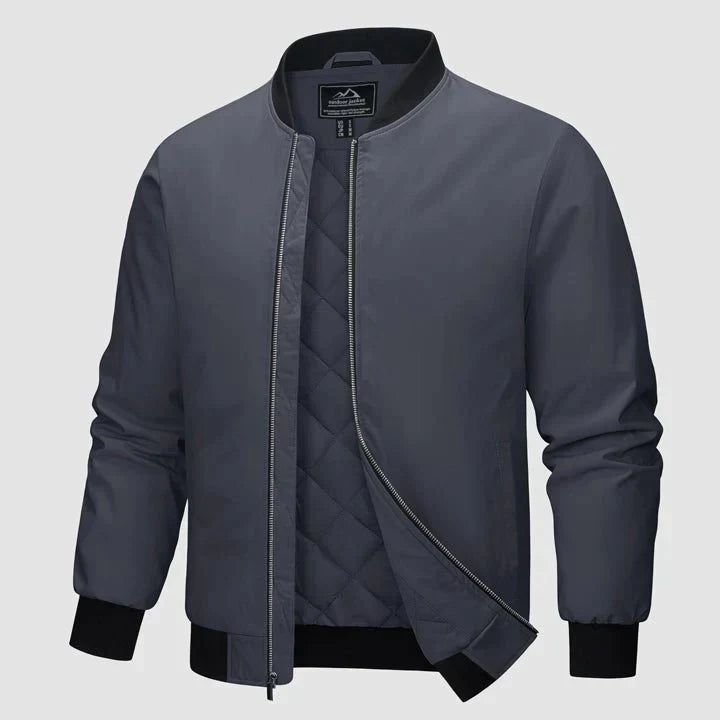 Men’s Quilted Bomber Jacket | Ribbed Trim | Lightweight Layer for Fall