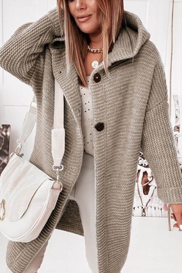 Chunky Knit Cardigan | Hooded Design | Soft Acrylic Blend | Casual Everyday Layer