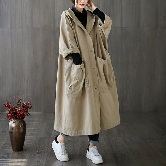 Oversized Hooded Coat | Relaxed Fit | Lightweight Cotton Blend | Casual Layer