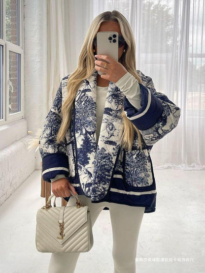 Statement Quilted Jacket | Artistic Print Design | Lightweight & Stylish | Casual Layer