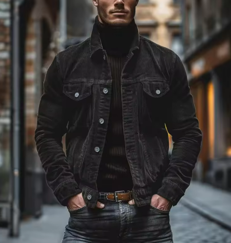 Men’s Classic Denim Jacket | Structured Fit with Dual Chest Pockets